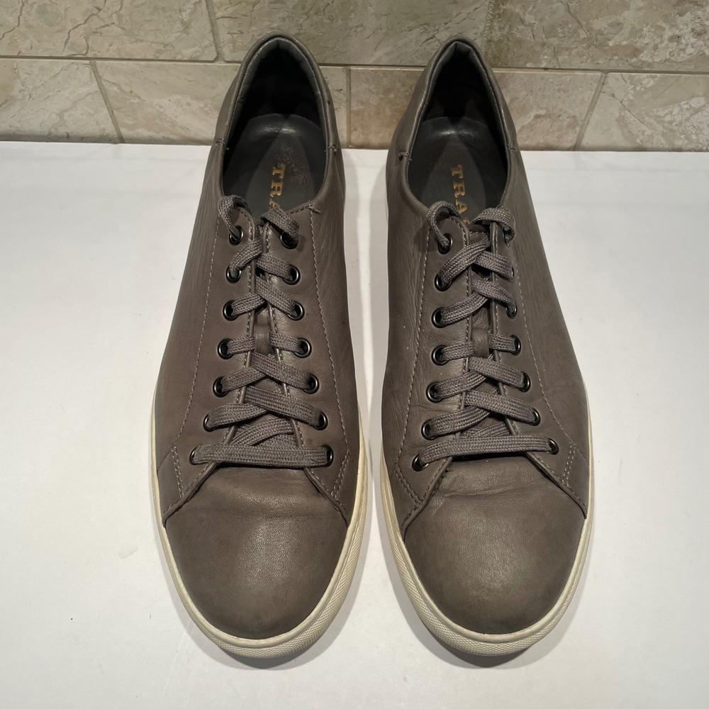 Trask Alder Mens Gray Sheepskin Leather Low Top Sneakers Size 11M Luxury Shoes - Picture 4 of 7